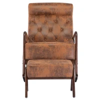 Ergonomischer Schaukelstuhl Holz mit Fußstütze, hoher Komfort, Kaffeebraun(m-12)