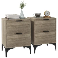 HOMCOM Set of Two Wood Effect Bedside Tables(m-11)