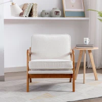 Moderner und bequemer Liegesessel mit Holzrahmen für Wohnzimmer und Schlafzimmer, Beige(m-4)