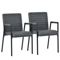 Set di 2 sedie Imbottite per Sala da Pranzo a Righe Verticali con Gambe in Metallo, 67x55x52 cm, Nero(m-2)