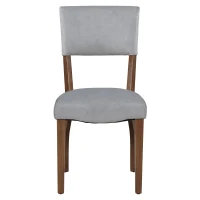 Set di 6 Sedie Imbottite in tessuto effetto velluto per Sala da Pranzo con Gambe in Legno, Grigio(m-9)