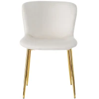 Juego de 2 Sillas de Comedor Modernas en Tela Efecto Terciopelo Acolchadas con Patas de Metal Beige(m-8)