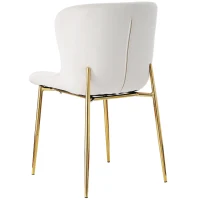 Juego de 2 Sillas de Comedor Modernas en Tela Efecto Terciopelo Acolchadas con Patas de Metal Beige(m-9)