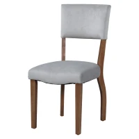 Set di 6 Sedie Imbottite in tessuto effetto velluto per Sala da Pranzo con Gambe in Legno, Grigio(m-8)