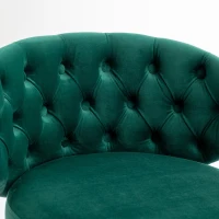 Set aus 2 höhenverstellbaren Barhockern mit Lehne und 360°-Drehung, mit Bezug in Samtoptik mit Holzfüßen für Zuhause, Küche und Restaurants, Smaragd(m-5)