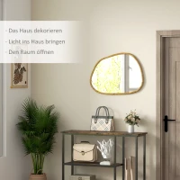 HOMCOM Decoratieve Wandspiegel in Vintage Design, 70 cm x 2,1 cm x 50 cm, Massief Hout, Natuur(m-4)