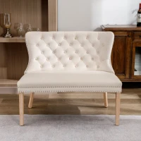 Sedia da pranzo con motivo pulsante, Sedia imbottita soggiorno, panca moderna per il tempo libero, sedia doppia, Beige(m-4)