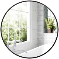 HOMCOM Lustro Łazienkowe, Nowoczesny Design, Rama z Aluminium, 60x60x3 cm, Czarne(m-9)