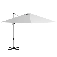 Outsunny 3 x 3(m) Cantilever Roma Parasol with Aluminum Frame, Crank and Tilt, Square Overhanging Patio Umbrella with 360° Rotation, 250g Sun Shade Canopy with Cross Base, White(m-1)