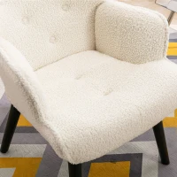 Moderner Relaxsessel gepolstert für Wohnzimmer und Schlafzimmer, Komfort und Stil, Teddy Weiß(m-7)