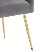 Set de 2 Sillas Modernas en Tela Efecto Terciopelo con Rayas Verticales y Asiento Acolchado Gris Oscuro(m-6)