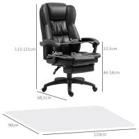 Vinsetto Conjunto para Escritório Inclui 1 Cadeira com 6 Pontos de Massagem 68,5x68,5x113-121 cm e 1 Tapete Protetor Preto e Transparente(m-3)