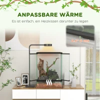 PawHut Afsluitbaar Terrarium, Glazen Behuizing, Kabelbeheer, 45x45x60cm, Zwart(m-7)