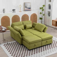 U-förmiges modulares Sofa mit Stauraum, durch zufälliges Verbinden als Doppelbettsofa nutzbar, extra breit für das Wohnzimmer, Olivgrün(m-4)