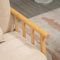 HOMCOM 2-Zitsbank, Stoffen Bekleding in Linnenlook, Compact, Tot 200 kg, Houten Frame, 123L x 69B x 74H cm, Beige(m-9)