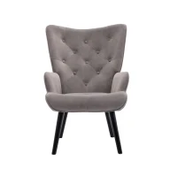 Moderner Relaxsessel gepolstert für Wohnzimmer und Schlafzimmer, Komfort und Stil in Samt, Silber+Grau(m-1)