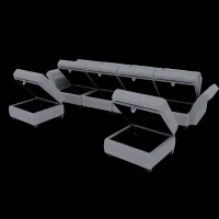 U-förmiges modulares Sofa mit Stauraum, durch zufälliges Verbinden als Doppelbettsofa nutzbar, extra breit für das Wohnzimmer, Grau(m-4)