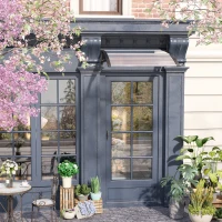 Outsunny Afdak voor Voordeur/Venster, Weerbestendig, Transparant, Aluminium/Polycarbonaat, 103x96,5x27cm, Zwart(m-2)