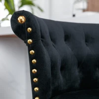 Set aus 2 drehbaren und höhenverstellbaren Barhockern mit Lehne und Fußstütze für Küche und Esszimmer, Schwarz(m-6)