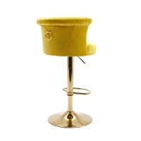 Set aus 2 drehbaren und höhenverstellbaren Barhockern mit Lehne und Fußstütze für Küche und Esszimmer, Gelb(m-11)