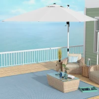Outsunny 3 x 3(m) Cantilever Roma Parasol with Aluminum Frame, Crank and Tilt, Square Overhanging Patio Umbrella with 360° Rotation, 250g Sun Shade Canopy with Cross Base, White(m-10)