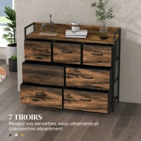 HOMCOM Commode 7 tiroirs meuble de rangement tiroir en tissu pliant - structure acier noir - 98 x 29 x 85 cm(m-4)