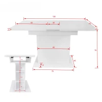 Mesa Extensible Multifuncional de Comedor en Metal y Aglomerado con Estantes Blanco(m-3)