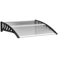 Outsunny Afdak voor Voordeur/Venster, Weerbestendig, Transparant, Aluminium/Polycarbonaat, 103x96,5x27cm, Zwart(m-10)