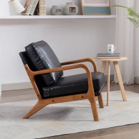 Moderner und bequemer ergonomischer Relaxsessel mit Holzrahmen für Wohnzimmer, Büro und Schlafzimmer, Schwarz(m-5)