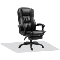 Vinsetto Conjunto para Escritório Inclui 1 Cadeira com 6 Pontos de Massagem 68,5x68,5x113-121 cm e 1 Tapete Protetor Preto e Transparente(m-7)