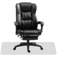 Vinsetto Conjunto para Escritório Inclui 1 Cadeira com 6 Pontos de Massagem 68,5x68,5x113-121 cm e 1 Tapete Protetor Preto e Transparente(m-1)