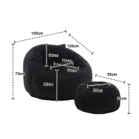 Bequemer runder drehbarer Sitzsack, Schwarz(m-3)