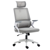 Vinsetto Ergonomiczne Krzesło Biurowe, Regulowana Podgłówka, 58 x 61 x 119 cm, Szary