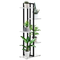 Outsunny 5 Tiered Plant Stand, Corner Plant Shelf, Flower Pot Holder Storage Organizer for Indoor Outdoor Porch Balcony Living Room Bedroom(m-1)