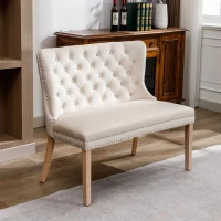 Sedia da pranzo con motivo pulsante, Sedia imbottita soggiorno, panca moderna per il tempo libero, sedia doppia, Beige(m-2)