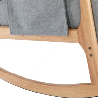 Schaukelstuhl mit Hocker, mit Fußstütze, Massivholz, extra bequem für Zuhause, Gesamttag, Hellgrau(m-10)