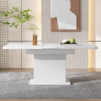 Mesa Extensible Multifuncional de Comedor en Metal y Aglomerado con Estantes Blanco(m-2)