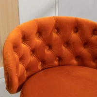 Set aus 2 höhenverstellbaren Barhockern mit Lehne und 360°-Drehung, Holzfüßen für Zuhause, Küche und Restaurants, Orange(m-7)