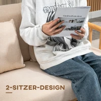 HOMCOM 2-Zitsbank, Stoffen Bekleding in Linnenlook, Compact, Tot 200 kg, Houten Frame, 123L x 69B x 74H cm, Beige(m-6)