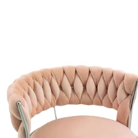 Set aus 2 höhenverstellbaren Barhockern mit Lehne und Fußstütze im Art-Déco-Stil, 360° drehbar, Rosa(m-6)