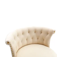 Set aus 2 drehbaren und höhenverstellbaren Barhockern mit Lehne und Fußstütze für Küche und Esszimmer, Beige(m-9)