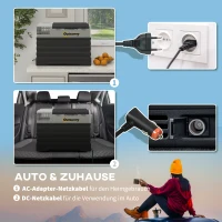 Outsunny Autokoelkast, Koelbox, mobiel, 56L -20℃ tot 20℃, 69x43x54cm, Zwart/Grijs(m-5)