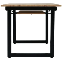 Tavolo Allungabile da Pranzo in Stile Industriale, in Legno e Metallo, Multifunzionale e Salvaspazio, Nero+Naturale(m-10)