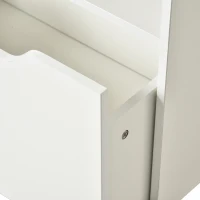 HOMCOM Estante de Madeira para Brinquedos com 3 Compartimentos 2 Cubos e Gaveta Móvel com 4 Rodas Estante para Livros Infantil para Dormitório Infantil Sala de Jogos 60x29,9x90cm Branco(m-8)