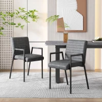 Set di 2 sedie Imbottite per Sala da Pranzo a Righe Verticali con Gambe in Metallo, 67x55x52 cm, Nero(m-4)