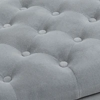 HOMCOM Zitbank Polsterbank Bedbank, Knoopstiksel, Fluweelachtige Afwerking, 126 cm x 48,5 cm x 57 cm, Grijs(m-9)