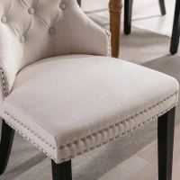 Set di 2 sedie Imbottite per Sala da Pranzo in Tessuto con Gambe in Rovere, 50x54x97 cm, Beige(m-7)