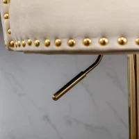 Set aus 2 drehbaren und höhenverstellbaren Barhockern mit Lehne und Fußstütze für Küche und Esszimmer, Beige(m-8)