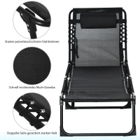 Outsunny ligbed tuin ligbed 4-traps verstelbare rugleuning zwart(m-5)