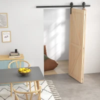 HOMCOM 5ft Bi-Folding Sliding Barn Door Hardware Kit - Black(m-7)